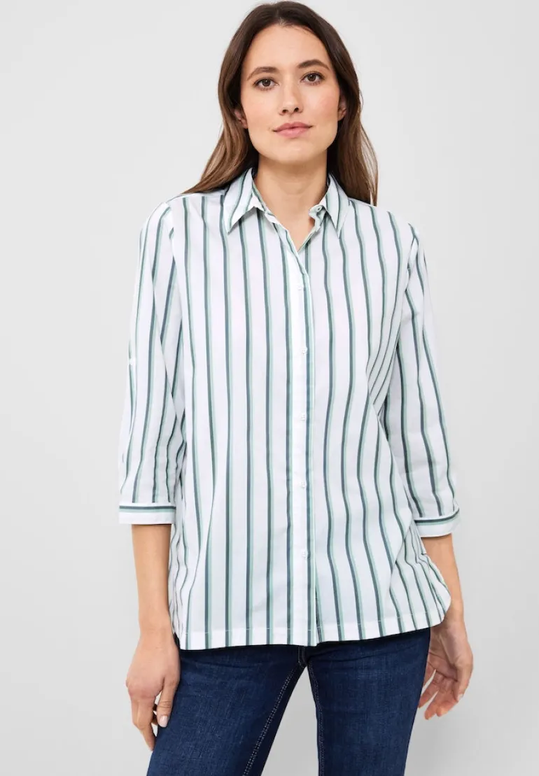 Bluse mit Multicolorstreifen easy khaki