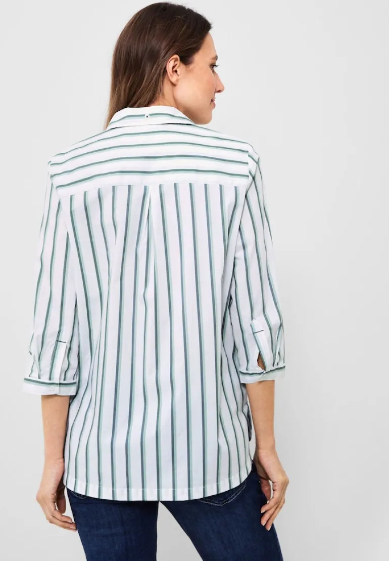 Bluse mit Multicolorstreifen easy khaki