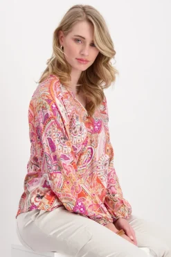 Bluse mit Paisleymuster apricot gemustert