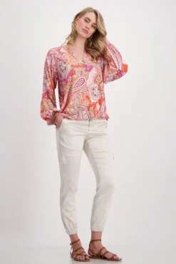Bluse mit Paisleymuster apricot gemustert