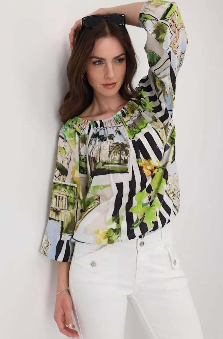 Bluse mit Polaroidmuster marmor gemustert