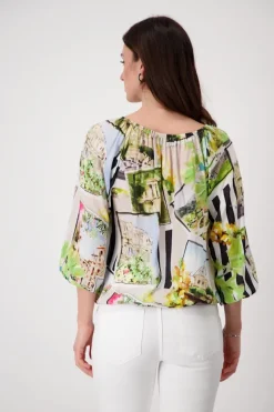 Bluse mit Polaroidmuster marmor gemustert