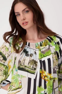 Bluse mit Polaroidmuster marmor gemustert