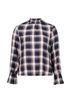 Bluse mit Rüschen dark bluebeige