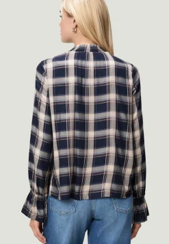Bluse mit Rüschen dark bluebeige