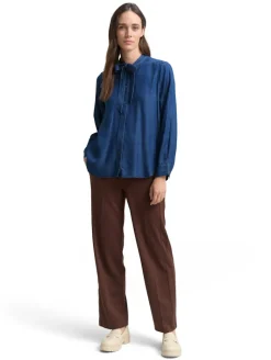 Bluse mit Schleifen-Detail blue denim dark wash