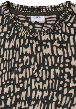 Bluse mit Smock-Ausschnitt raw khaki
