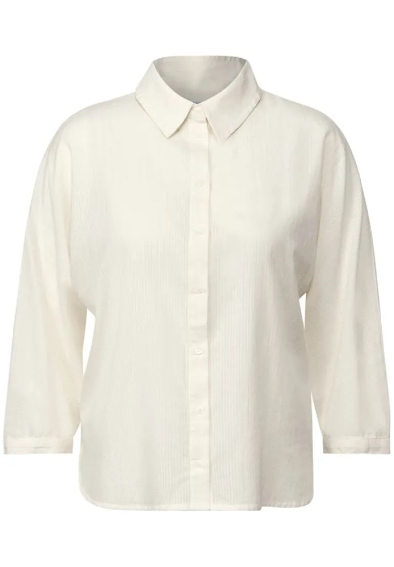 Bluse mit Streifenstruktur vanilla white