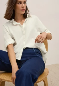 Bluse mit Streifenstruktur vanilla white
