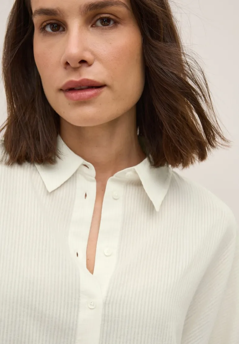 Bluse mit Streifenstruktur vanilla white
