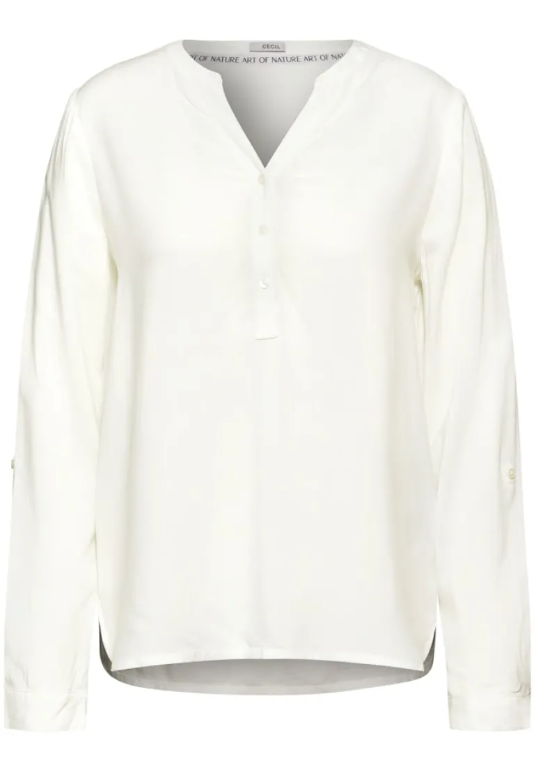 Bluse mit Turn-Up vanilla white