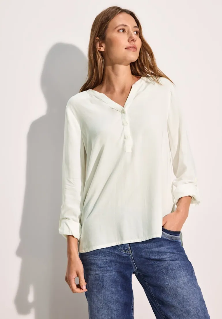 Bluse mit Turn-Up vanilla white