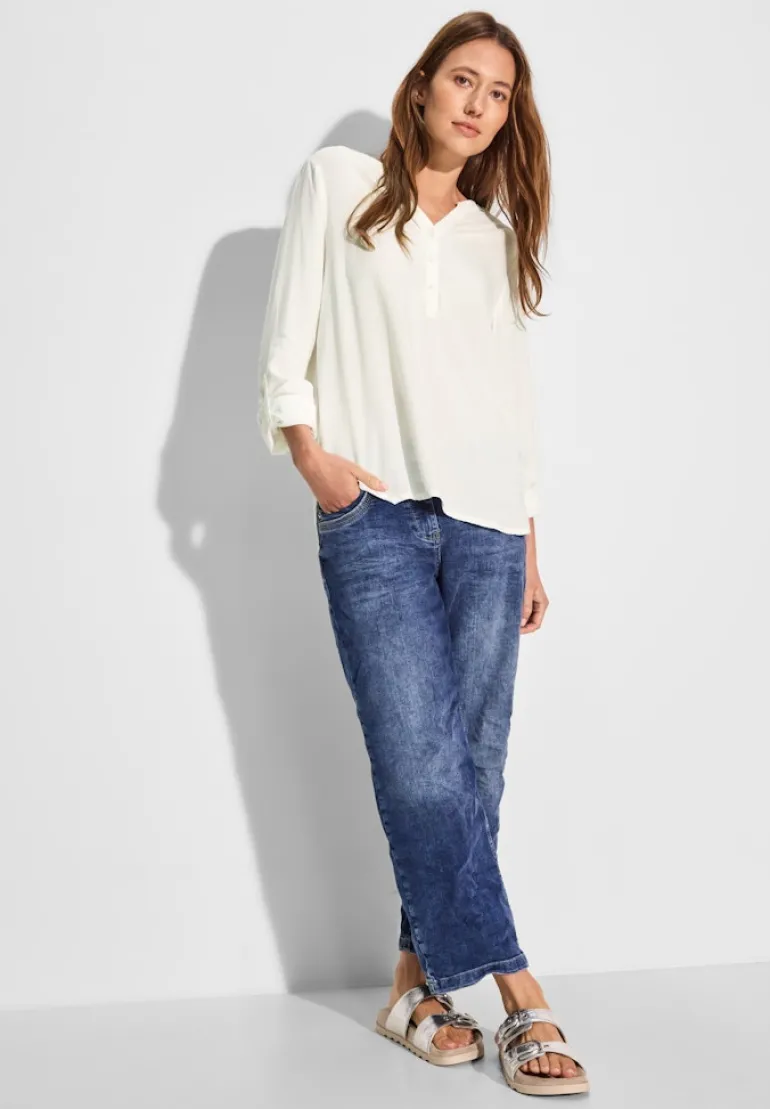 Bluse mit Turn-Up vanilla white