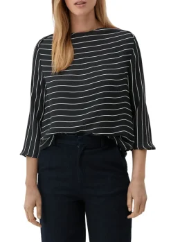 Bluse mit U-Boot-Ausschnitt schwarz