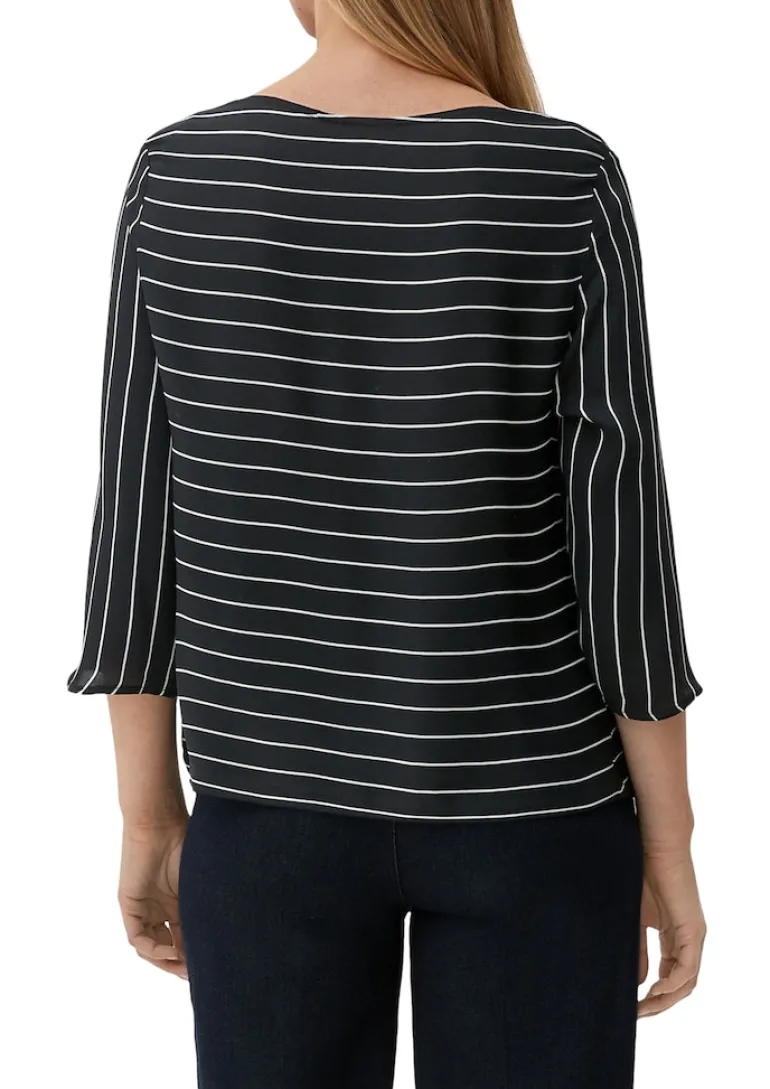 Bluse mit U-Boot-Ausschnitt schwarz