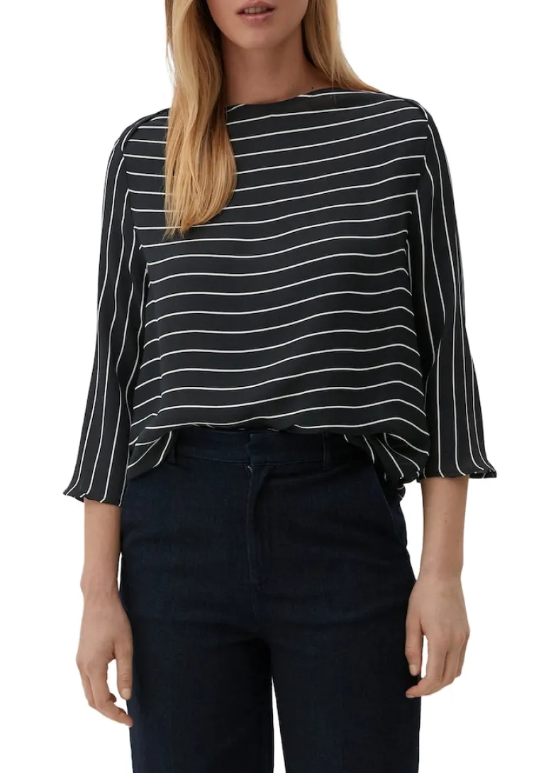 Bluse mit U-Boot-Ausschnitt schwarz
