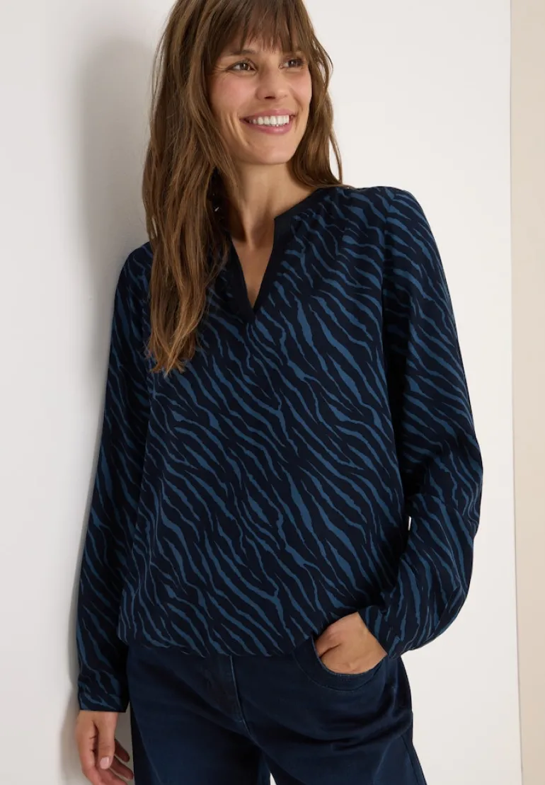 Bluse mit Zebra Print urban dark blue