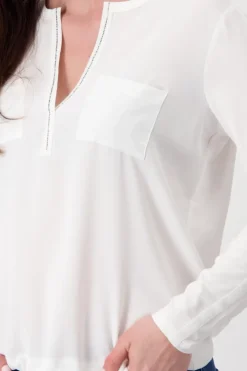 Blusenshirt mit Strasssteine off-white
