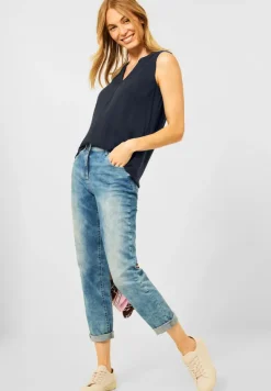 Blusentop mit Schulterdetail deep blue