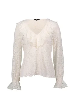 Boho-Bluse aus Spitze eggnog