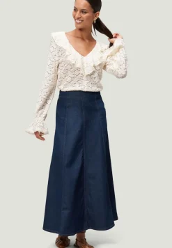 Boho-Bluse aus Spitze eggnog