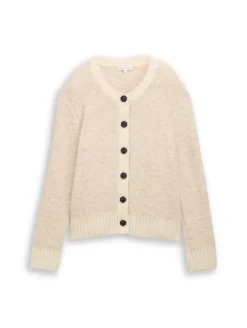 Bouclé Cardigan mit Wollanteil sand stone beige melange