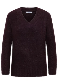 Bouclé V-Neck Pullover eggplant red