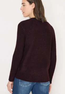 Bouclé V-Neck Pullover eggplant red