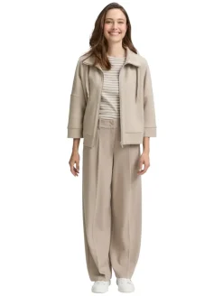 Boxy Fit Scuba Sweatjacke soft taupe grey