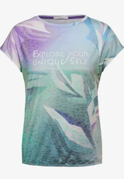Burn-Out T-Shirt mit Print fir green
