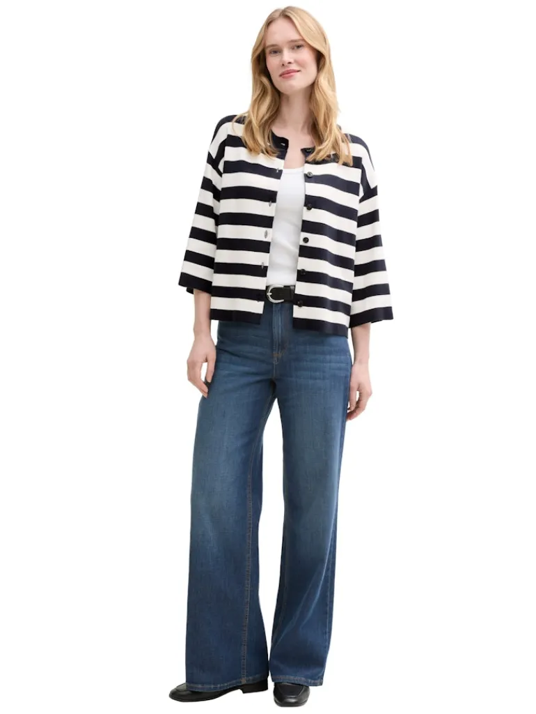 Cardigan mit Streifenmuster navy offwhite block stripe