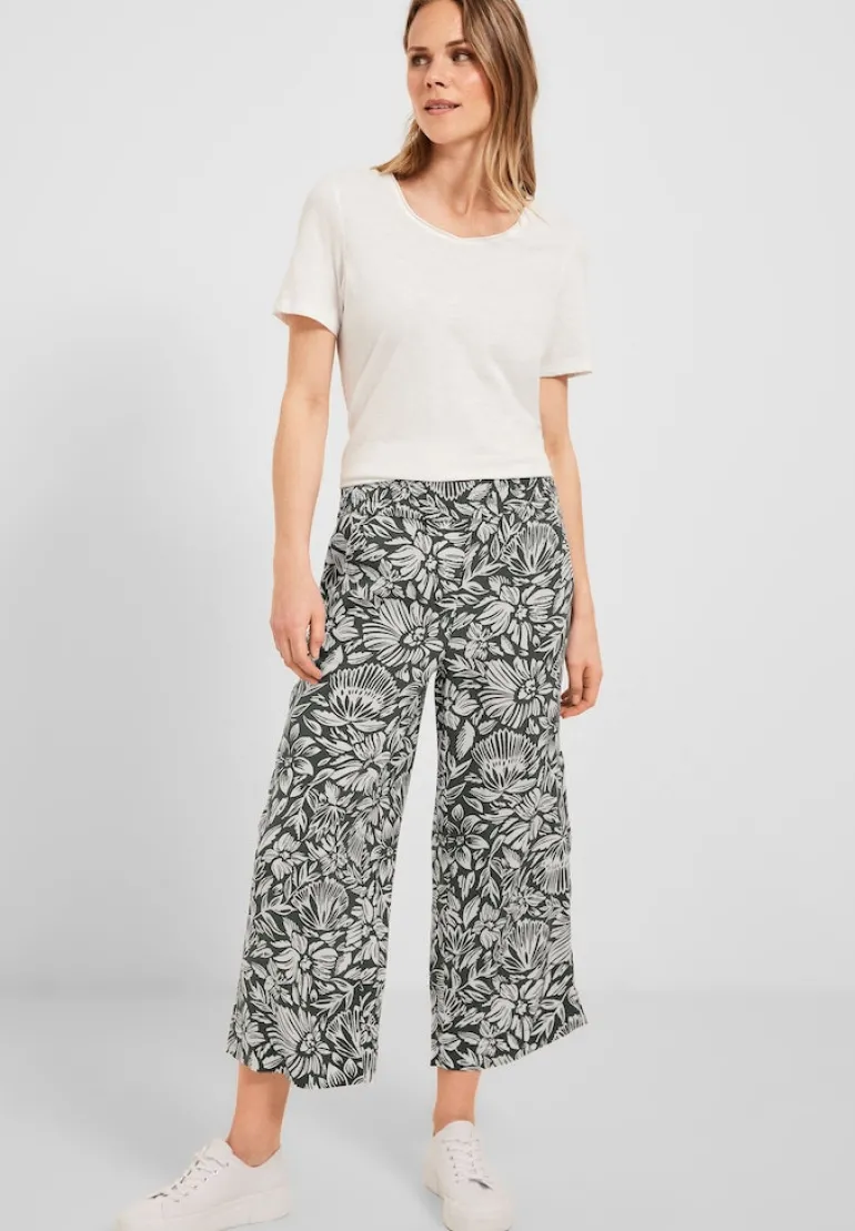 Casual Fit Hose mit Print easy khaki