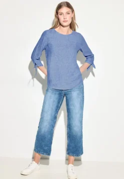 Chambray Bluse linen chambray blue