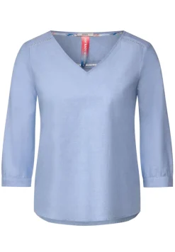 Chambrée V-Neck Bluse blue