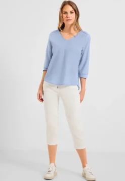Chambrée V-Neck Bluse blue