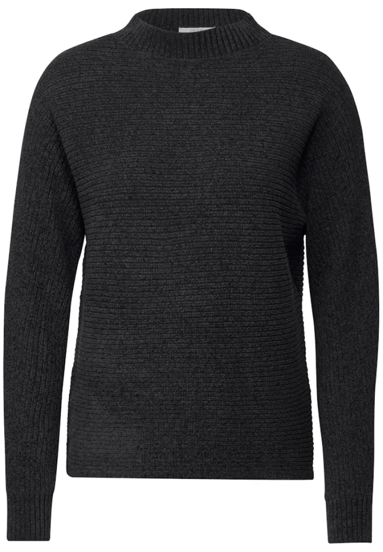 Chenille Dolman Pullover deep charcoal grey