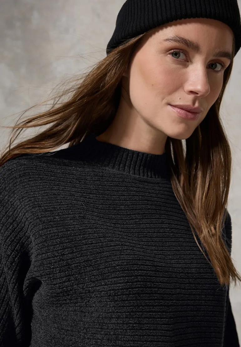 Chenille Dolman Pullover deep charcoal grey