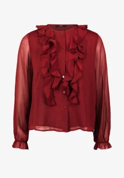 Chiffonbluse mit Volants cabernet