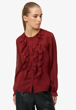Chiffonbluse mit Volants cabernet
