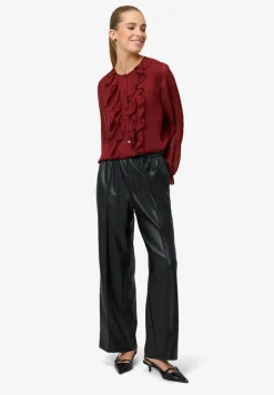 Chiffonbluse mit Volants cabernet
