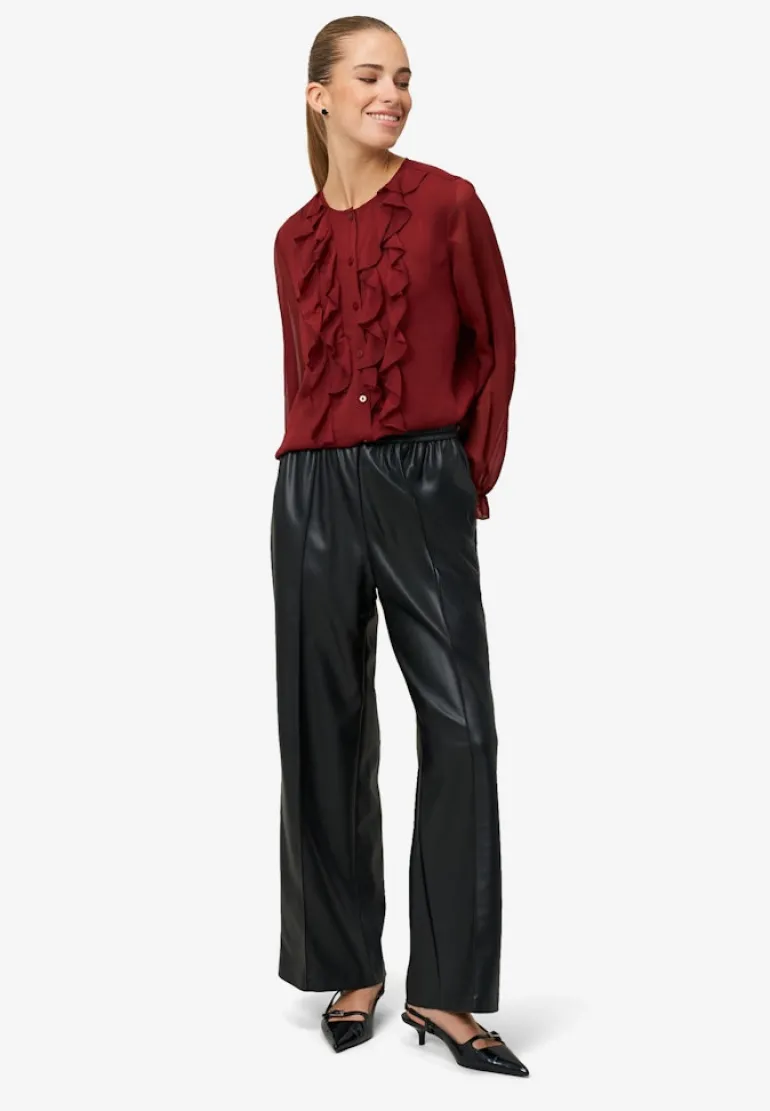 Chiffonbluse mit Volants cabernet