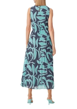 Chiffonkleid mit Plisseefalten blau