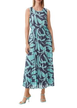 Chiffonkleid mit Plisseefalten blau