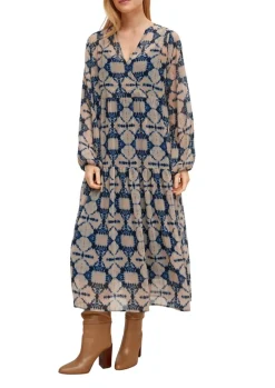 Chiffonkleid mit Unterkleid blau