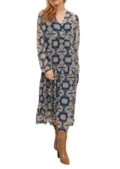Chiffonkleid mit Unterkleid blau