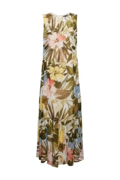 Chiffon-Maxikleid mit Blumen-Print olive 4