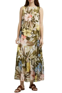 Chiffon-Maxikleid mit Blumen-Print olive 4