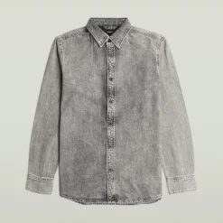 Clean slim shirt ls sun faded graphite grey