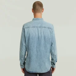 Clean slim shirt ls sun faded pacific blue