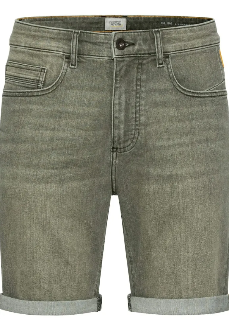 Colour Denim Shorts Slim Fit khaki